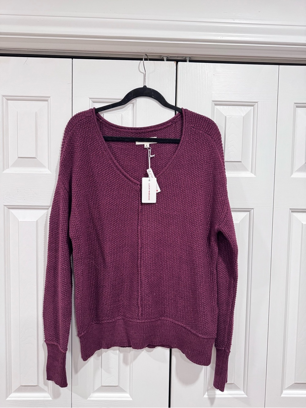 Lucky Brand Women's V-Neck Sweater in Plum